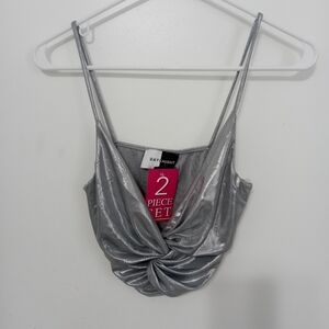 Day & Night Shimmery Spaghetti Strap Twisted Front Halter Top
